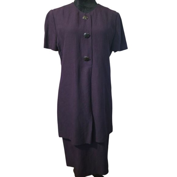 Evan Picone Dresses & Skirts - Evan-Picone Linen Blend Dress VTG 6 Elephant Buttons Dark Academia Witchy